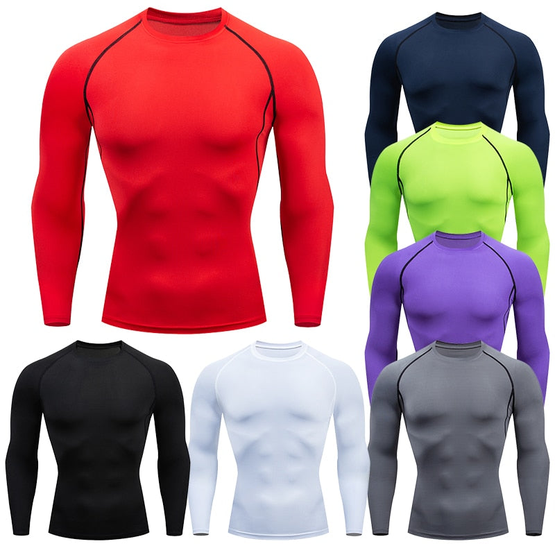 Men Compression Running T Shirt Fitness Tight Long Sleeve Sport tshirt Training Jogging Shirts Gym Sportswear Quick Dry rashgard