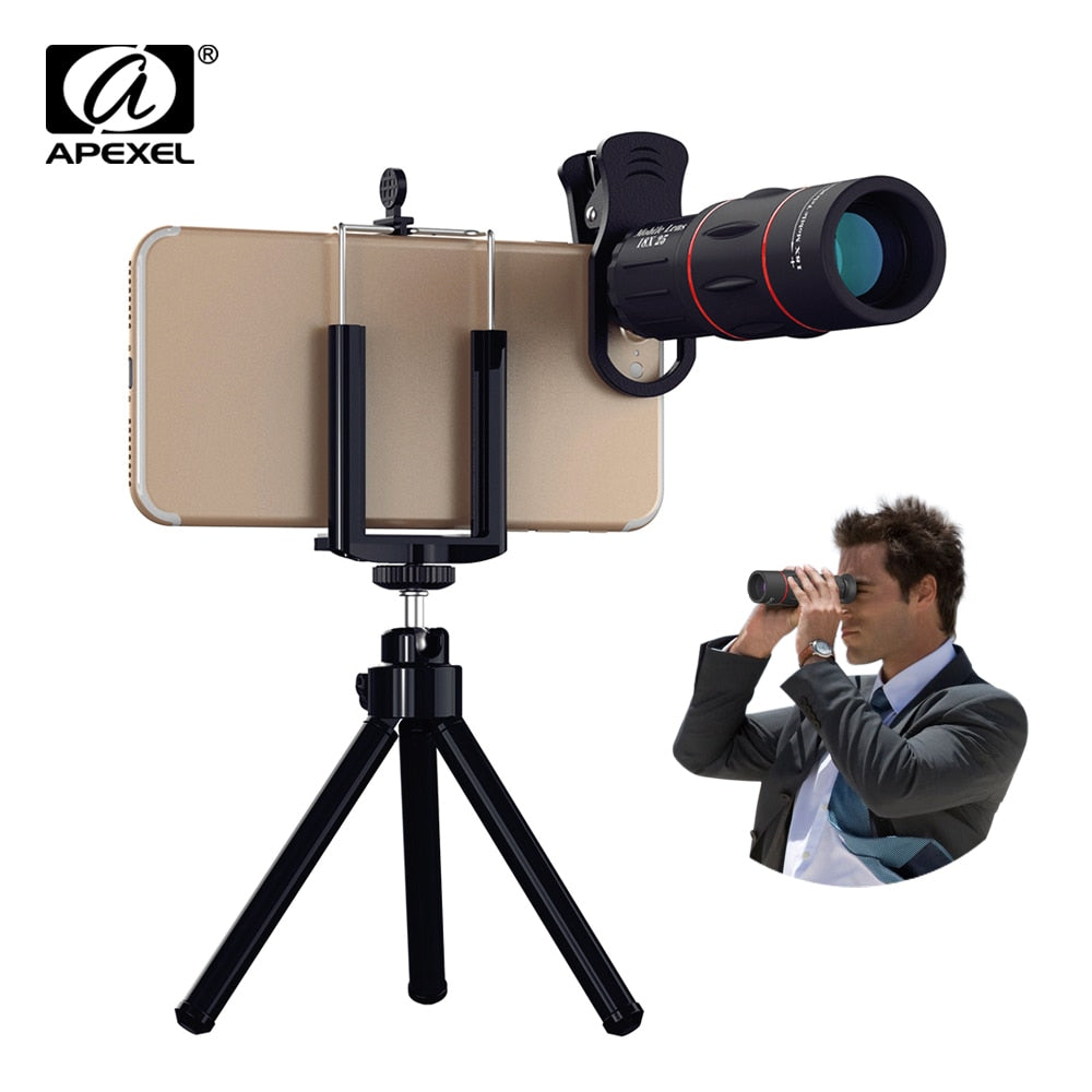 APEXEL 18X Telescope Zoom lens Monocular Mobile Phone camera Lens for iPhone Samsung Smartphones for Camping hunting Sports