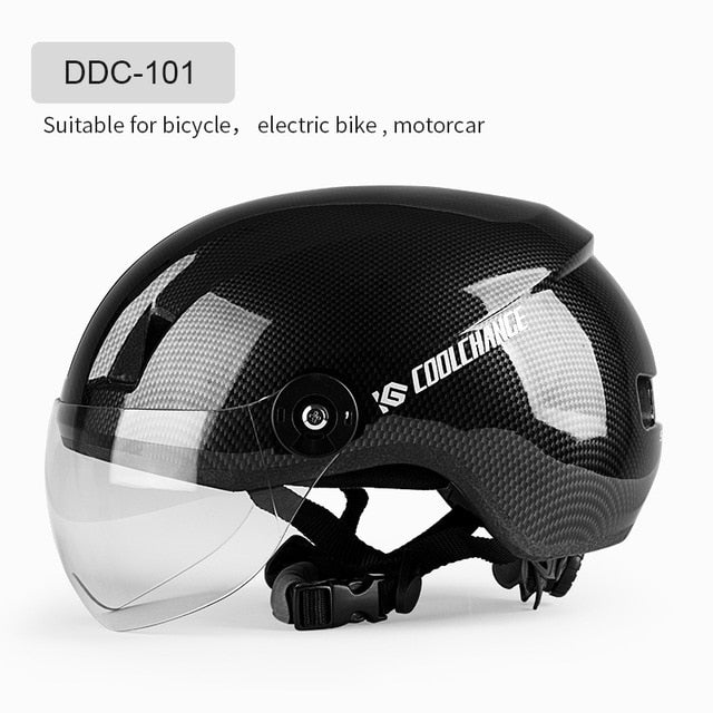 CoolChange Bicycle Helmet Men Women Integrally-molded Breathable Cycling Helmet Goggles Lens MTB Road Bike Helmet Safely Cap