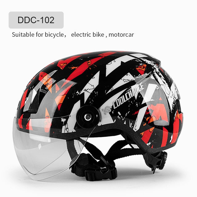 CoolChange Bicycle Helmet Men Women Integrally-molded Breathable Cycling Helmet Goggles Lens MTB Road Bike Helmet Safely Cap
