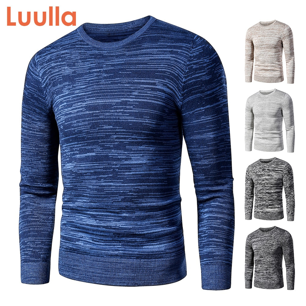Men Autumn New Casual Vintage Mixed Color Cotton Fleece Sweater Pullovers Men Winter O-Neck Fashion Warm Thick Jacquard Sweaters