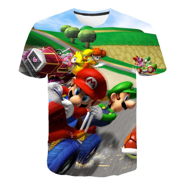 Classic Cartoon Mario 3D T-shirt New Harajuku style Classic Game Mario Bros kids clothes Mario Boys Clothes Street T-shirt