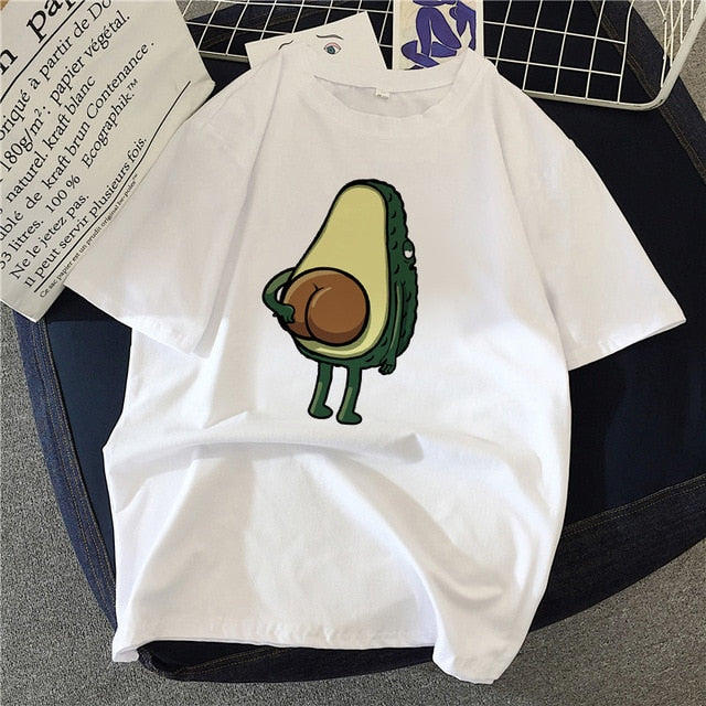 New hot sale printed kawaii cartoon T-shirt women casual graphics avocado avocado short-sleeved shirt women summer T-shirt