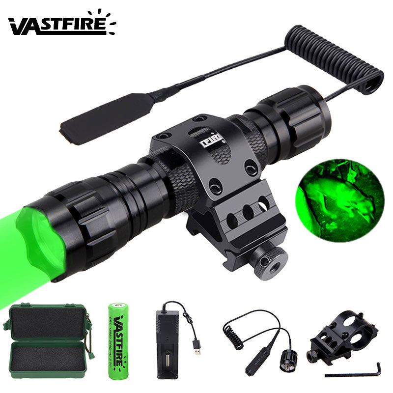 5000lm XM-L Q5 T6 Led Weapon Gun Light White Tactical hunting Flashlight+Rifle Scope Airsoft Mount+Switch+18650+USB Charger+Case