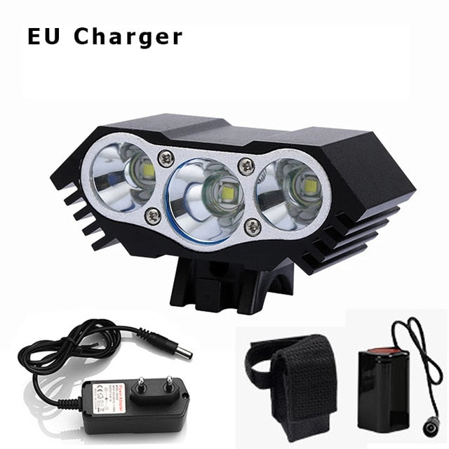 Super Bright Bicycle Front Light 3xT6 LED Outdoor MTB Road Bike Headlight Waterproof Safe Cycling Lamp With Battery Pack BC0533