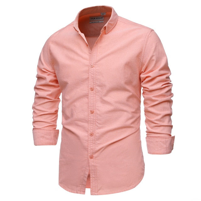 9 Colors 2021New 100% Cotton Oxford Shirt Men Spring Casual Men Shirt Long Sleeve  Slim Fit Dress Shirts Men's Social Shirt