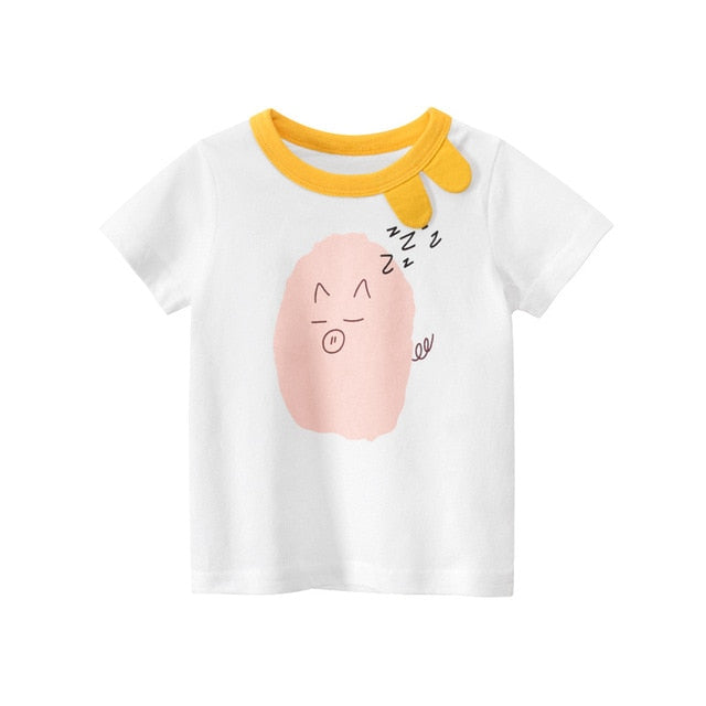 Cotton Children Kids T-shirt Boys 2020 Children Print Dinosaur T Shirt Girls Tops Cartoon Baby Clothes New Arrive 2021 Tee