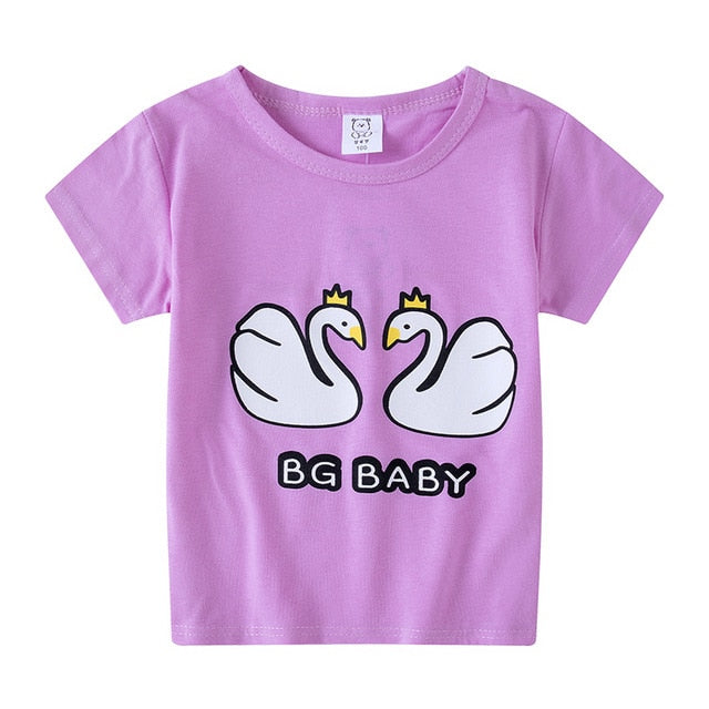 2020 Christmas Boys Girls Short Sleeves T-Shirts Children's Tshirt Pink Cat T Shirt Baby Girl Tops Kids Tees Girls Tops